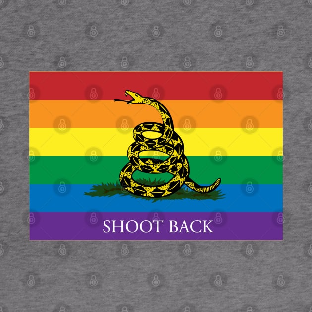 Shoot Back Rainbow Gadsden Flag by Operation Blazing Sword